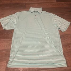 FJ Footjoy green and white gold polo size large